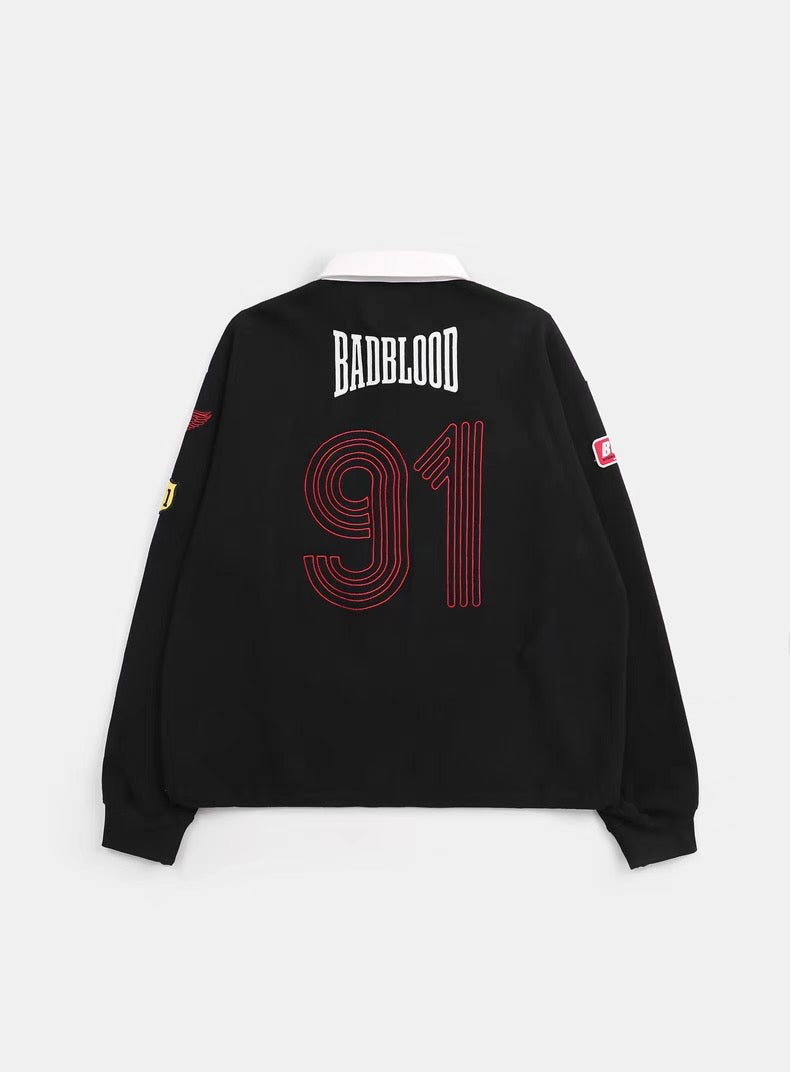 Retro Polo Collar Rugby Sweatshirt