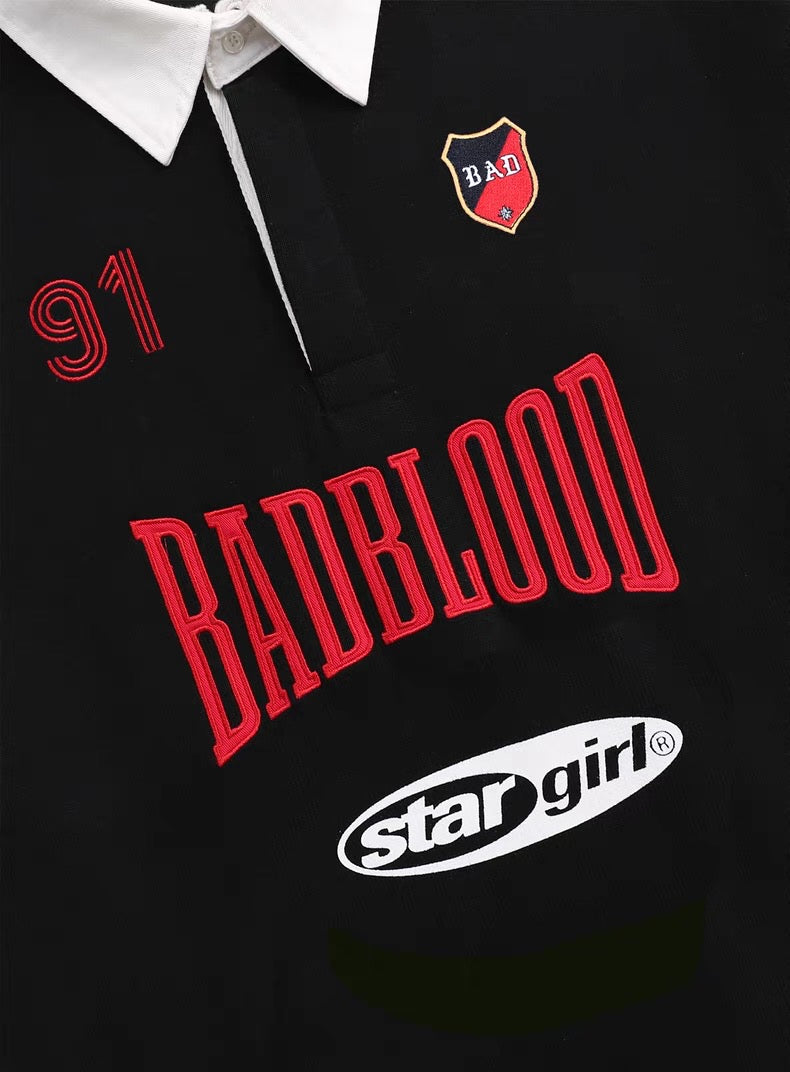 Retro Polo Collar Rugby Sweatshirt