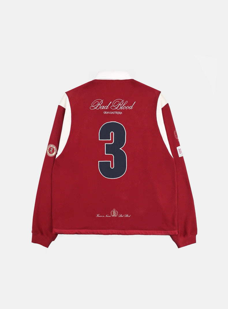 Retro Polo Collar Rugby Sweatshirt