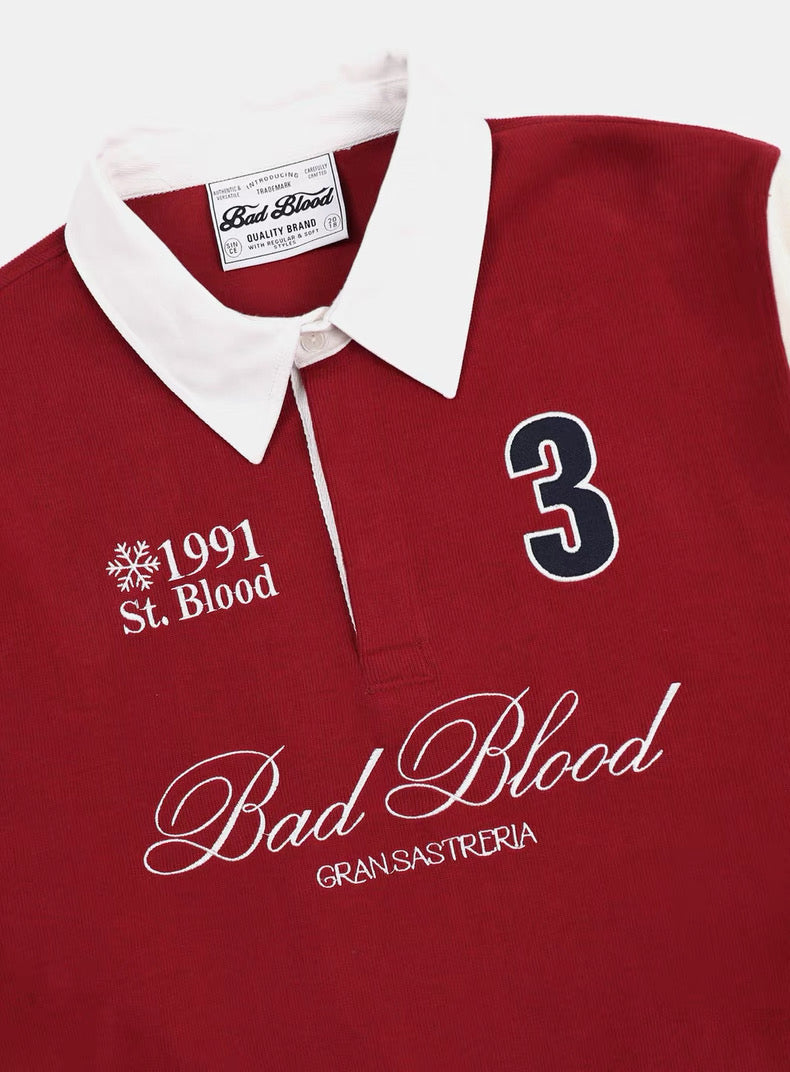 Retro Polo Collar Rugby Sweatshirt