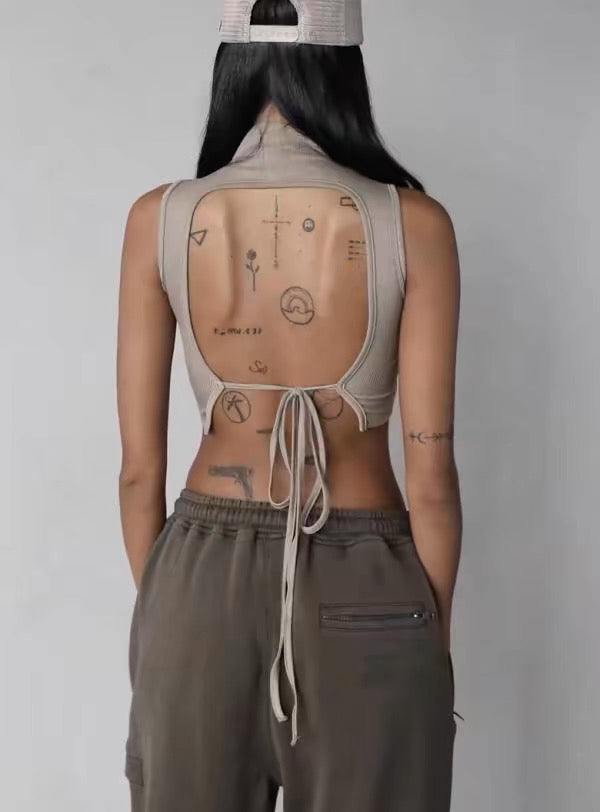 Built-In Pad Backless Cropped Top