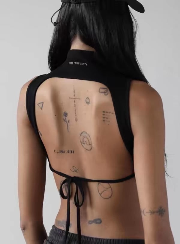 Built-In Pad Backless Cropped Top
